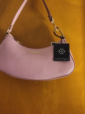 Nanette Lepore Pink Crescent Shoulder Bag with Gold Hardware